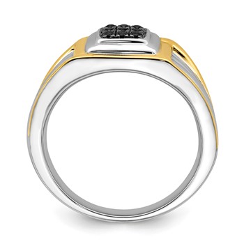 IB Goodman 14k Two-tone 1/6 carat Black Diamond Square Cluster Mens Ring — alternate view