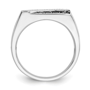 IB Goodman 14k White Gold 1/2 carat Black and White Diamond Cluster Diagonal Stripe Mens Ring — alternate view