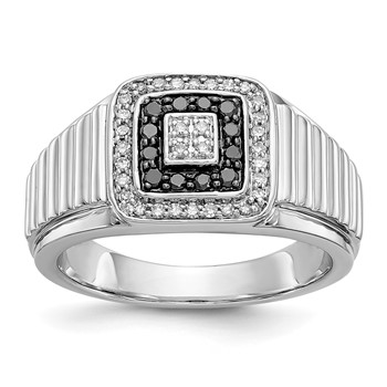 IB Goodman 14k White Gold 1/3 carat Black and White Diamond Mens Ring