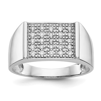 IB Goodman 14k White Gold 1/4 carat Diamond Square Cluster Mens Ring