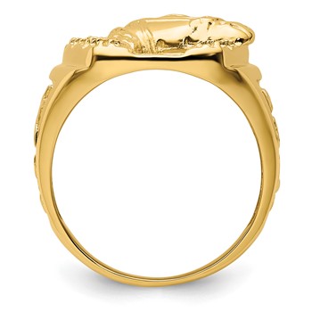 IB Goodman 14k Holds 14-2.0mm Diamonds Horseshoe with Horse in Center Mens Ring Mounting — alternate view