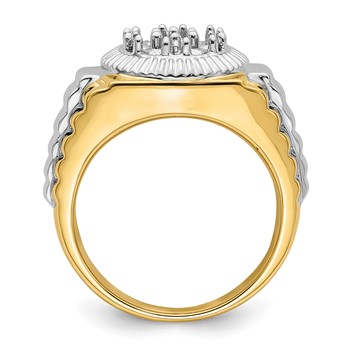 IB Goodman 14k Two-tone Holds 7-3.3mm Diamonds Fancy Ridged-Sides Mens Cluster Ring Mounting — alternate view