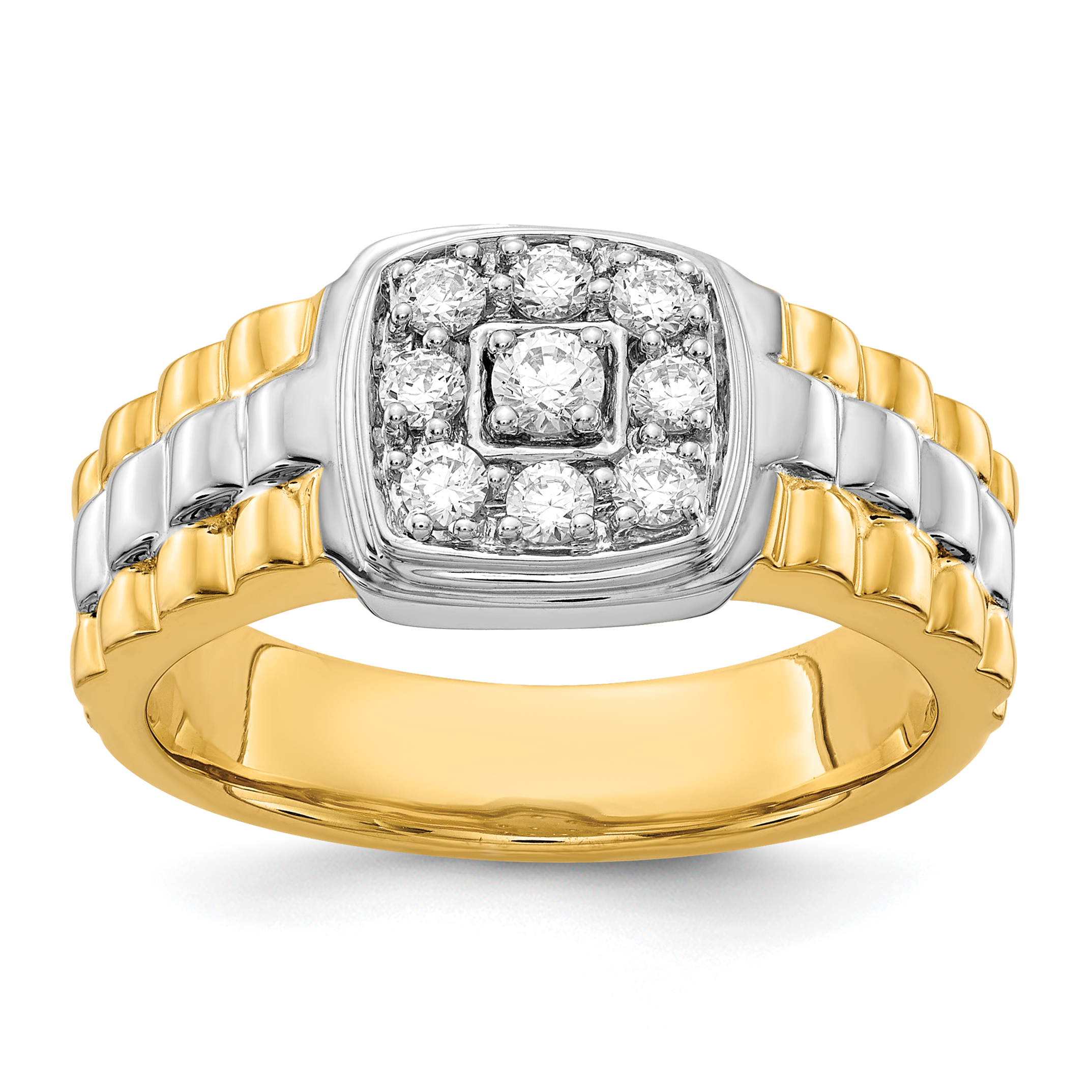 14k Two Tone 1 ct Lab Grown Diamond VS/SI+ G+ Men's Cluster