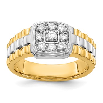 IB Goodman 14k Two-tone 3/8 carat Diamond Square Cluster Mens Ring