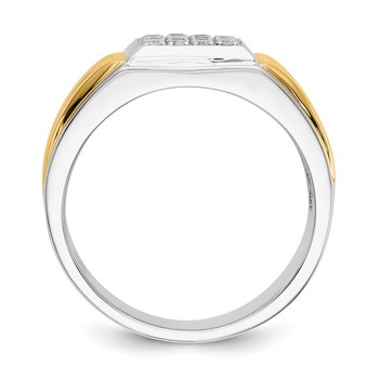 IBGoodman 14k Two-Tone 3/8 carat Lab Grown Diamond VS/SI+ G+ Complete Square Cluster Men's Ring — alternate view