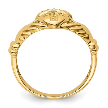 14k Polished .06ct. Diamond Mens Claddagh Ring Mounting — alternate view