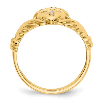 14k Mens 1/20 carat AA Diamond Claddagh Ring — alternate view