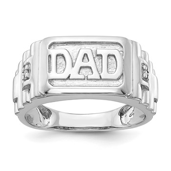 IB Goodman 14k White Gold Polished Ridged Sides Holds 2-1.0mm Diamonds Mens DAD Ring Mounting