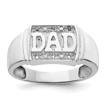IB Goodman 14k White Gold Polished Holds 6-1.1mm Diamonds Mens DAD Ring Mounting