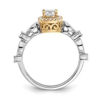 14k Two-tone Diamond Eng Ring — alternate view
