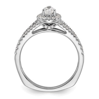14k White Gold Pear Shaped Diamond Eng Ring — alternate view