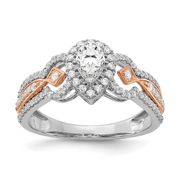 14K White/Rose Gold DiamondSemi-Mount Eng Ring