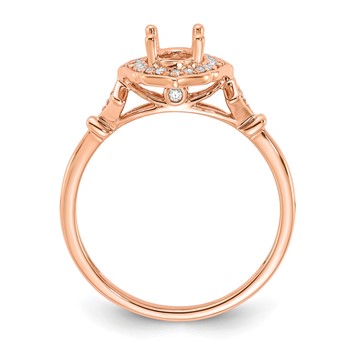14k Rose Gold Vintage Oval Semi-Mount Diamond Engagement Ring — alternate view