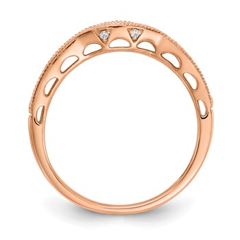 10k Rose Gold 1/4 carat Lab Grown Diamond VS/SI+ G+ Complete Contoured Wedding Band — alternate view