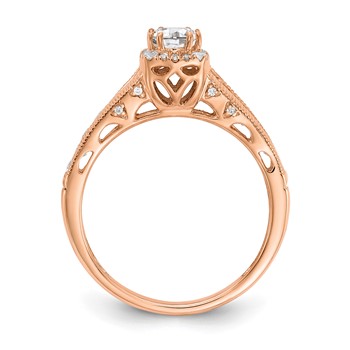 14k Rose Gold 7/8 carat Lab Grown Diamond VS/SI+ G+ Complete Petite Halo Engagement Ring — alternate view