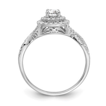 14k White Gold Double Halo (Holds 1/3 carat (4.5mm) Round Center) 3/8 carat Diamond Semi-mount Engagement Ring — alternate view