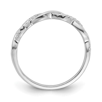 14k White Gold Criss-Cross 1/8 carat Diamond Complete Wedding Band — alternate view
