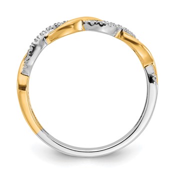 14k Two-tone Diamond Criss-Cross Wedding Band — alternate view