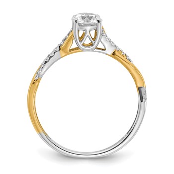 14k Two-tone Diamond Semi-mount Criss-Cross Engagement Ring — alternate view