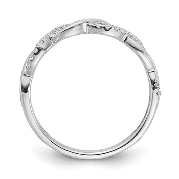 14k White Gold 1/8 carat Diamond Twist Design Complete Wedding Band — alternate view