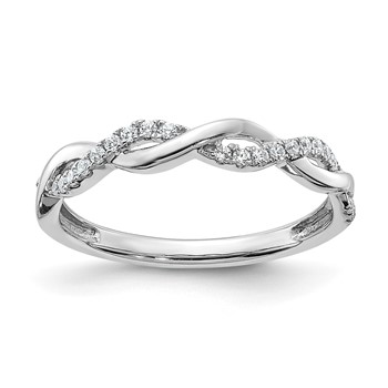 14k White Gold 1/8 carat Diamond Twist Design Complete Wedding Band