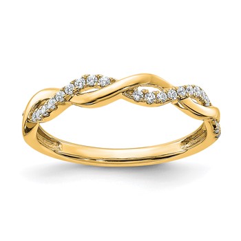 14k Yellow Gold Diamond Twist Design Wedding Band