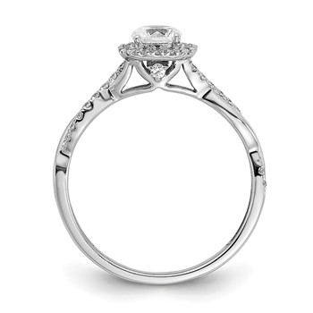 14k White Gold Halo Twist Design (Holds 3/8 carat (4.6mm) Round Center) 1/4 carat Diamond Semi-mount Engagement Ring — alternate view