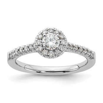 14kw Lab Grown Diamond VS+ F+ 1/4 ctw Round Halo Engagement Ring Se