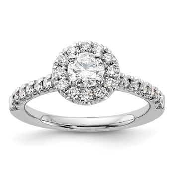 14kw Lab Grown Diamond VS+ F+ 1/2 ctw Round Halo Engagement Ring Se