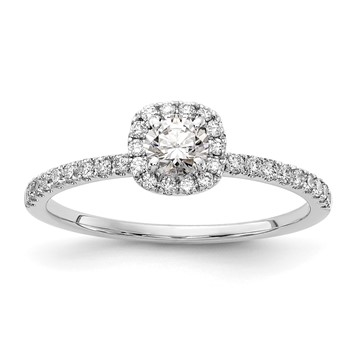 14kw Lab Grown Diamond VS+ F+ 1/4 ctw Round ctr w/ Cush Halo Engage