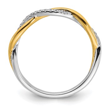 14k White & Yellow  Gold Diamond Wedding Band — alternate view