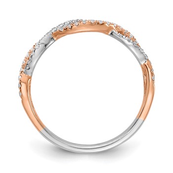 14k White and Rose Gold Criss-Cross 1/4 carat Diamond Complete Wedding Band — alternate view