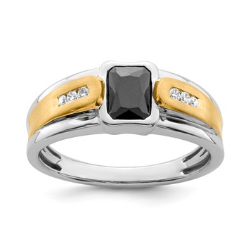 10K WG w/ YG parts Onyx & Dia Ring Rd-2-1.7mm 2-1.5mm 2-1.3mm Dia:F60