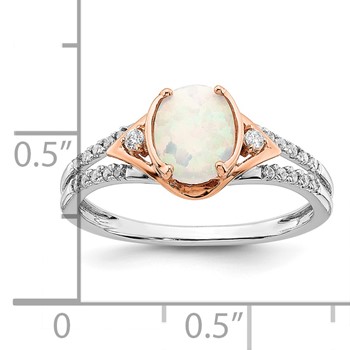  14k Two-tone 8x6mm Oval Lab-Created Opal and 1/6 carat Diamond Ring — alternate view