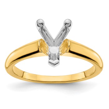 14k Two Tone 12x8mm PEAR Solitaire Mounting Sz 10
