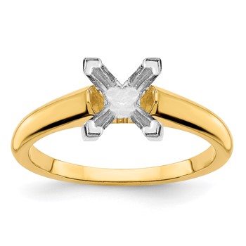 14k Two Tone 4.5mm SQUARE Solitaire Mounting Sz 10