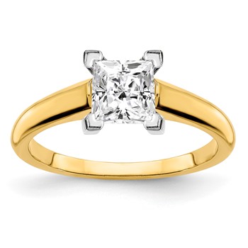 14k Two Tone 4.5mm SQUARE Solitaire Mounting Sz 10 — alternate view