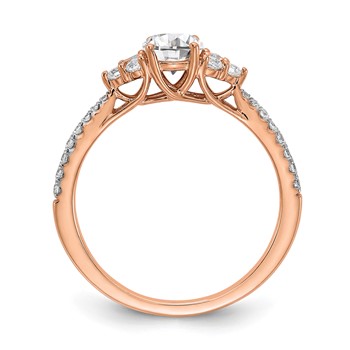 14k Rose Gold (Holds 1/2 carat (5.2mm) Round Center) 1/4 carat Diamond Semi-mount Engagement Ring — alternate view