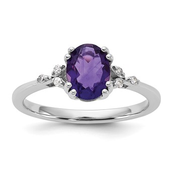 Sterling Silver 8x6 Ov AM and Dia Ring Rd 6-1.3mm Mel:S43