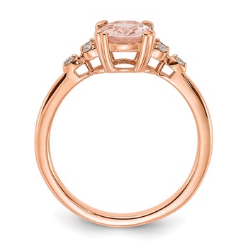 10k Rose Gold Polished Oval Morganite & Diamond Engagement Ring — alternate view