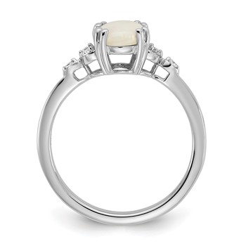 Sterling Silver 8x6 Oval Opal and Diamond Ring Rd 6-1.3mm Mel:S43 — alternate view