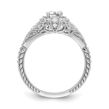 14k White Gold (Holds 3/8 carat (4.8mm) Round Center) 1/5 carat Diamond Semi-mount Engagement Ring — alternate view