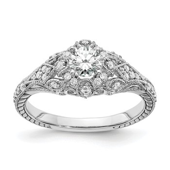 14k White Gold 5/8 carat Lab Grown Diamond VS/SI+ G+ Round Complete Shared Prong Engagement Ring