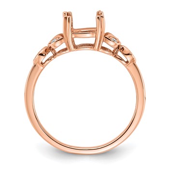 14k Rose Gold Semi-mount Diamond Cushion Center Engagement Ring — alternate view