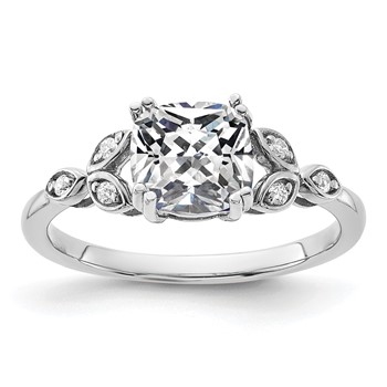 14k White Gold Semi-mount Diamond Cushion Center Engagement Ring