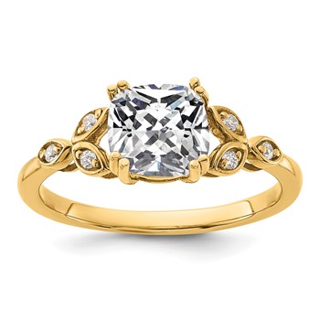 14k Semi-mount Diamond Cushion Center Engagement Ring