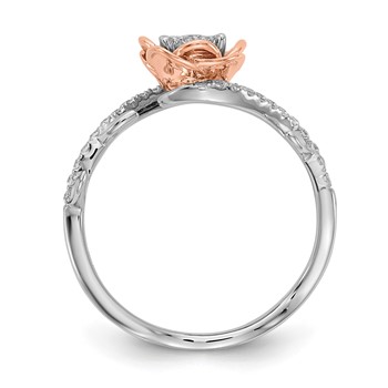 14k White and Rose Gold Floral 1/4 carat Diamond Complete Fashion/Engagement Ring — alternate view