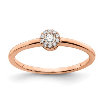 First Promise 14k Rose Gold Halo 1/10 carat Round Diamond Complete Promise/Engagement Ring
