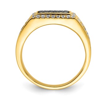 10K Yellow Gold Black & White Diamonds Men's Band — alternate view