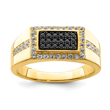 10K Yellow Gold Black & White Diamonds Men's Band